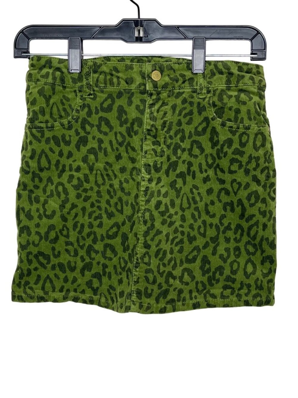 Hartstrings Girls Skort 14 Green Corduroy Leopard Print Fall Mini